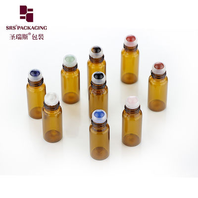 comprar Frasco Roll-on de Vidro Âmbar para Perfume de 3ML BLP-3ML com Bola de Pedra Preciosa Fabricação em linha