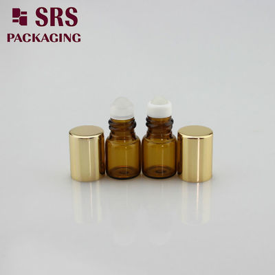 comprar SRS vazio mini rolo de amostra de vidro âmbar de 1ml em frasco com tampa de alumínio dourada Fabricação em linha