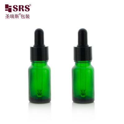 comprar D001-20ml recipiente de garrafa de vidro verde vazio com tampa de gotas de plástico preto pipeta de vidro para óleo essencial de cabelo Fabricação em linha