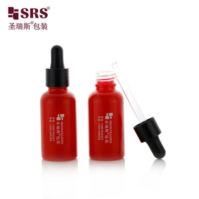 comprar D001-50ml Frascos conta-gotas personalizados de óleo vermelho quente para barriga para produtos de cuidados para barriga sensível com tampa conta-gotas de plástico PP preto brilhante com pipeta de vidro Fabricação em linha