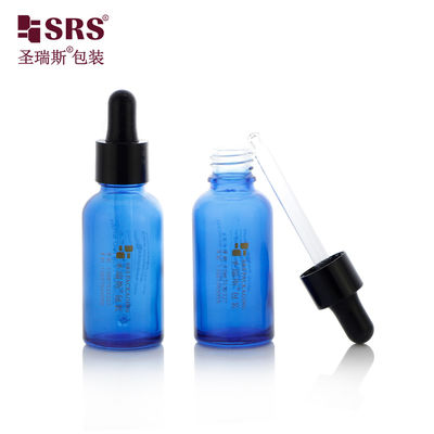 comprar D001-50ml Frasco de Vidro Translúcido Azul para Revestimento de Óleo Essencial com Conta-Gotas Preto Brilhante Múltiplas Capacidades para Produtos de Aromaterapia Fabricação em linha
