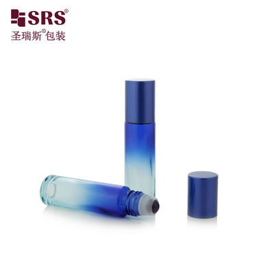 comprar BLPM-10ml Frasco Roll-on de Vidro Azul Escuro 100% Sem Vazamento, com Parede Espessa e Molde, com Bola de Pedra Preciosa para Embalagem Cosmética de Sérum Fabricação em linha
