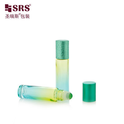 comprar BLPM-10ml Aqua Green Gradient Industrial Glass Perfume Vial Container With Roller Ball Para Cuidados Pessoais Skincare Essence Fabricação em linha