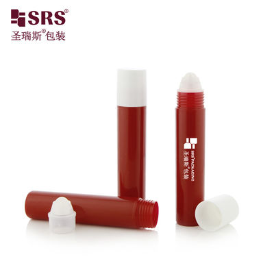 comprar Embalagem Cosmética de Cuidados Pessoais Personalizada Frascos Roll-on de Plástico Vermelho Moldado Brilhante com Tampa Branca 20ml Embalagem Primária Fabricação em linha