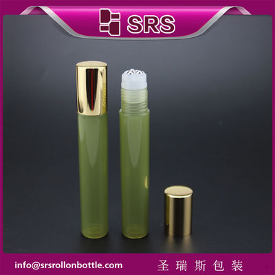 comprar Frasco roll-on cosmético de luxo de 15ml, plástico verde, com três esferas de aço Fabricação em linha