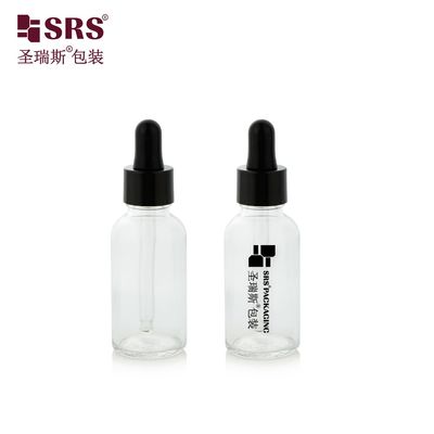comprar D001-50ml Frasco conta-gotas de material de vidro transparente vazio para produtos farmacêuticos de cuidados pessoais com personalização de logotipo em vidro e serigrafia Fabricação em linha