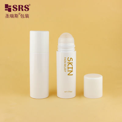 comprar PET43-170ML Garrafa de PET PCR de plástico branco reciclável com bola de rolos metálicos para alívio da dor Fabricação em linha