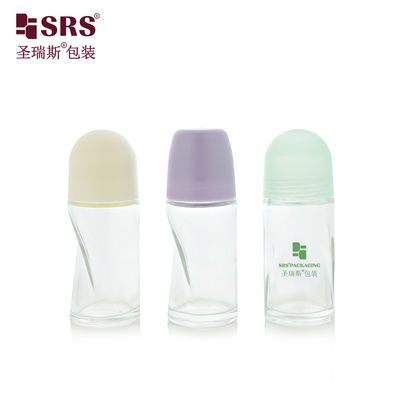 comprar BLPG-B-50ml Empty round Clear glass personal care roll bottle vial container with pP massage ball Fabricação em linha
