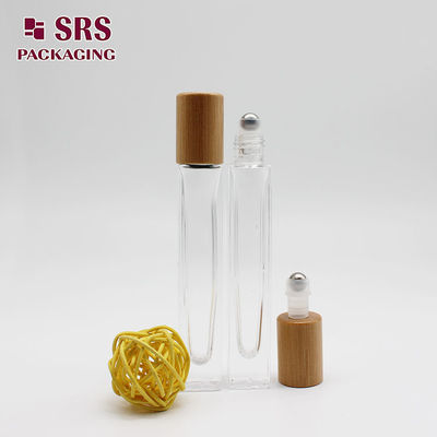 comprar SRS cosmético transparente 10 ml frasco de vidro quadrado de perfume com tampa de bambu Fabricação em linha