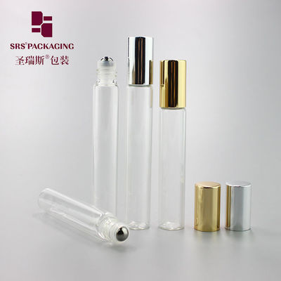 comprar Produtos em estoque transparente 8ml 10ml rolo de perfume de vidro vazio em frasco com tampa de alumínio dourada Fabricação em linha