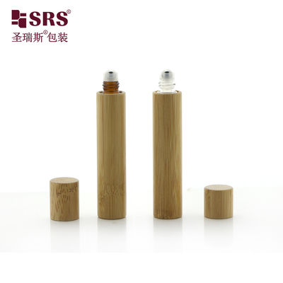 comprar Roll-on de Bambu Vazio Portátil de 10ML com Tampa de Bambu, Frasco Âmbar e Frasco Transparente com Design de Janela Skylight em Estoque Fabricação em linha