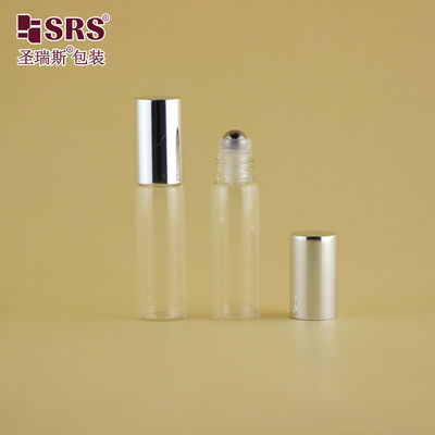 Frasco de vidro com esfera rolante 100% sem vazamento, transparente, 5ML, para óleo essencial e perfume