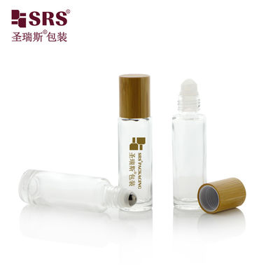 Conjunto de Frasco Roll-on de Vidro de Parede de 15ml com Tampa de Bambu para Óleos Essenciais