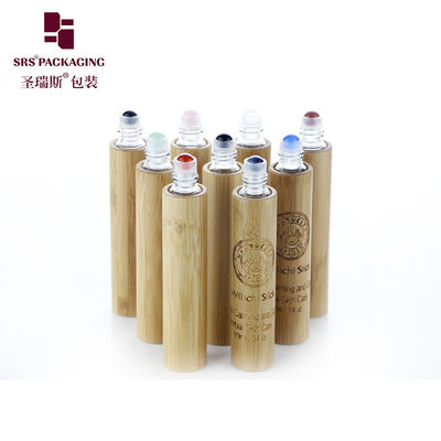 BG(GEM)-10ML recipiente de bambu orgânico vazio para extratos de ervas com caixa de inserção de PE branco com esferas de pedra preciosa de jade