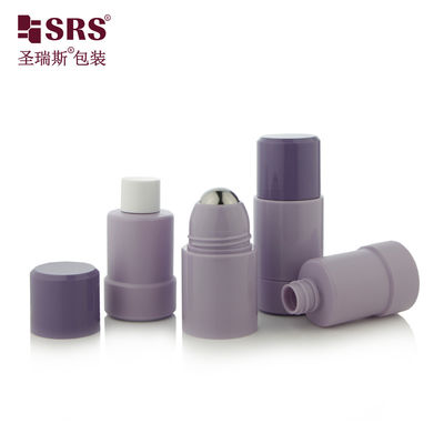 RPPE(P)-50ML Frasco Roll-on Ecológico Roxo Fumo PP PCR Plástico com Tampa de Rosca de 50ml e 75ml com Bola de Aço Inoxidável para Desinfetante