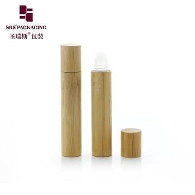 BPP-8ML Bottle de rolos de plástico de tampa de madeira de bambu natural para embalagens de cuidados pessoais