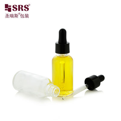 Serum Facial Garrafa de óleo essencial de vidro Limpa com conta-gotas