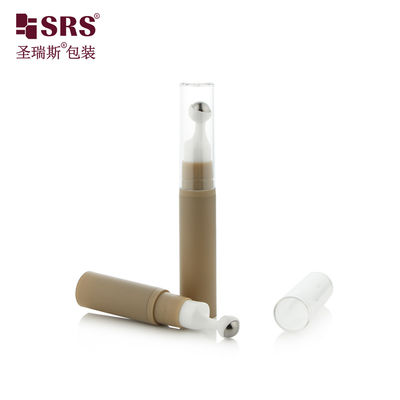 A0031-10ML Frasco Roll-On Plástico Vazio Revestimento Marrom Argila Airless Com Tampa Transparente