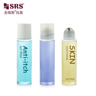 Frasco aplicador de rolo de aço PET30-90ML transparente para gel refrescante
