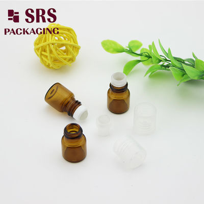 Rolo de vidro âmbar vazio de 1ml SRS em frasco de perfume com tampa de plástico transparente