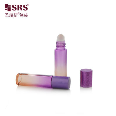 BLPM-10ml Frascos de Vidro Roxo Fofos com Roll-on Cilindricos Redondos 21MM de Diâmetro com Tampa de Alumínio para Óleos de Perfume