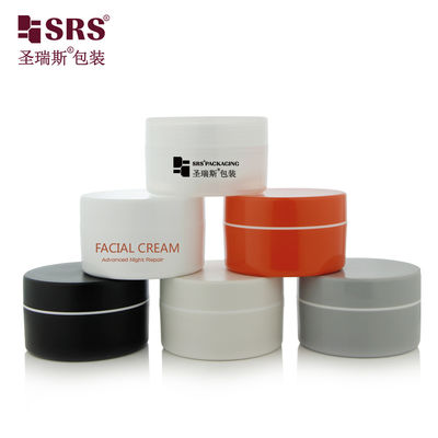 SRSJK-100g Branco Preto Design Multicolorido Recipiente de Jarro de Plástico PP de Tamanho Compacto Com Tampa Hermética Forro Dourado Para Creme Manteiga Loção para Cuidados Faciais Creme para o Pescoço
