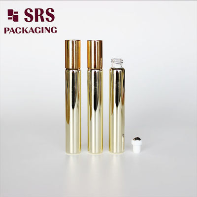 Frasco de perfume vazio cosmético SRS de 10ml com esfera de vidro dourado