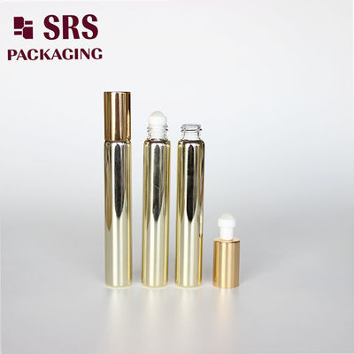 Frasco de perfume de vidro dourado cosmético SRS 10ml com esfera de vidro