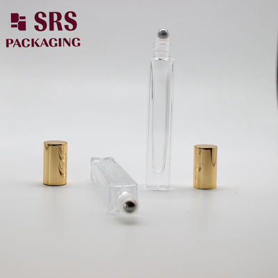 Frasco de esfera de vidro de 10ml de cor transparente de formato quadrado cosmético SRS