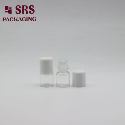 Frasco de rolo de vidro transparente de 1ml de mini perfume cosmético vazio SRS