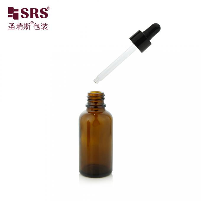 Frasco conta-gotas de vidro com óleo essencial anti-acne com tratamento conta-gotas de plástico PP 4